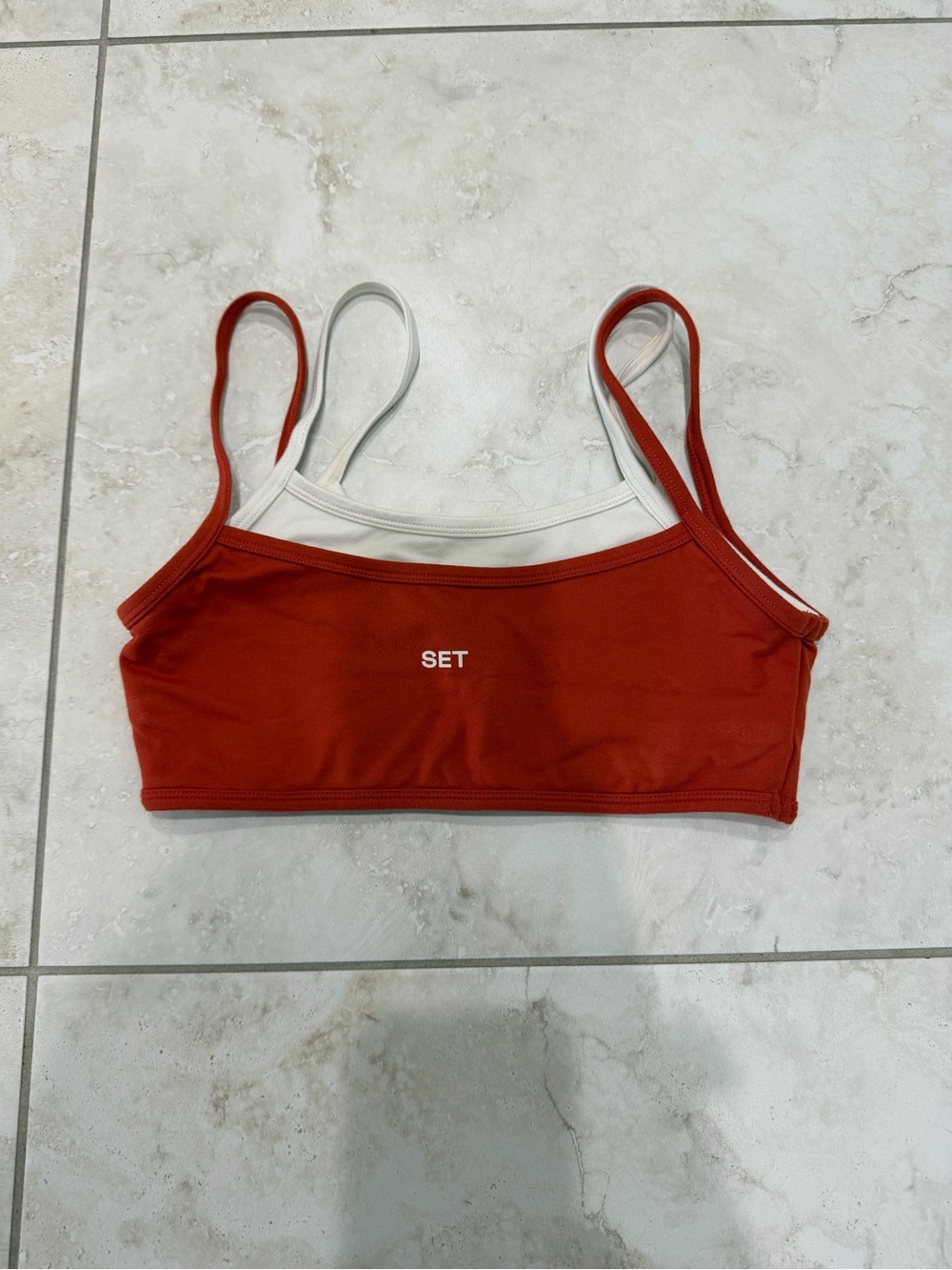 SET Active Sports Bra Red and White Contrast